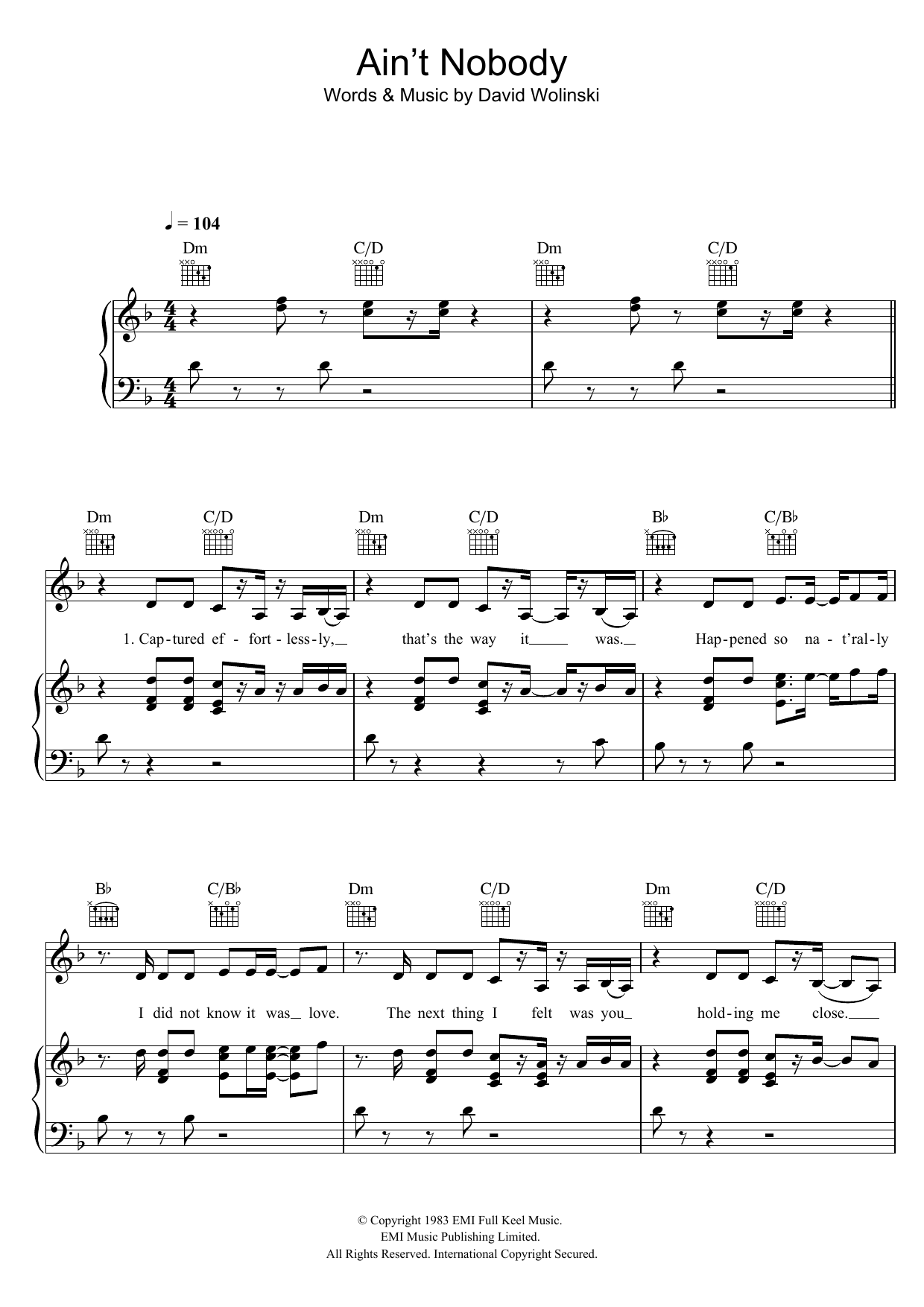 Jasmine Thompson Ain't Nobody Sheet Music Notes & Chords for Piano, Vocal & Guitar (Right-Hand Melody) - Download or Print PDF