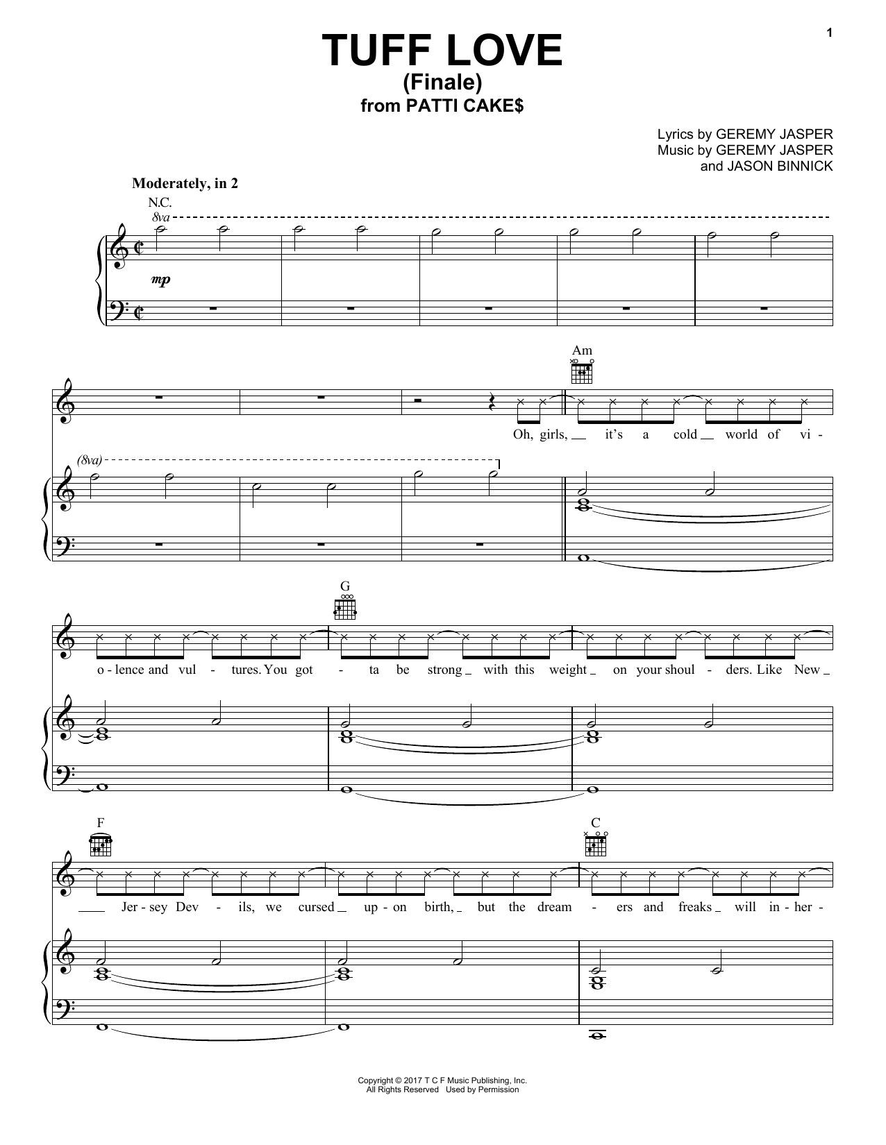 Jason Binnick Tuff Love (Finale) Sheet Music Notes & Chords for Piano, Vocal & Guitar (Right-Hand Melody) - Download or Print PDF