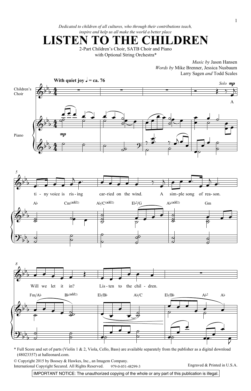 Jason Hansen Listen To The Children (SATB with Children's Choir) Sheet Music Notes & Chords for Choral - Download or Print PDF