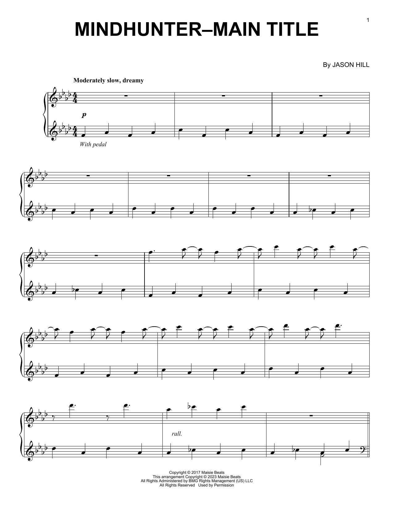 Jason Hill Mindhunter - Main Title Sheet Music Notes & Chords for Piano Solo - Download or Print PDF
