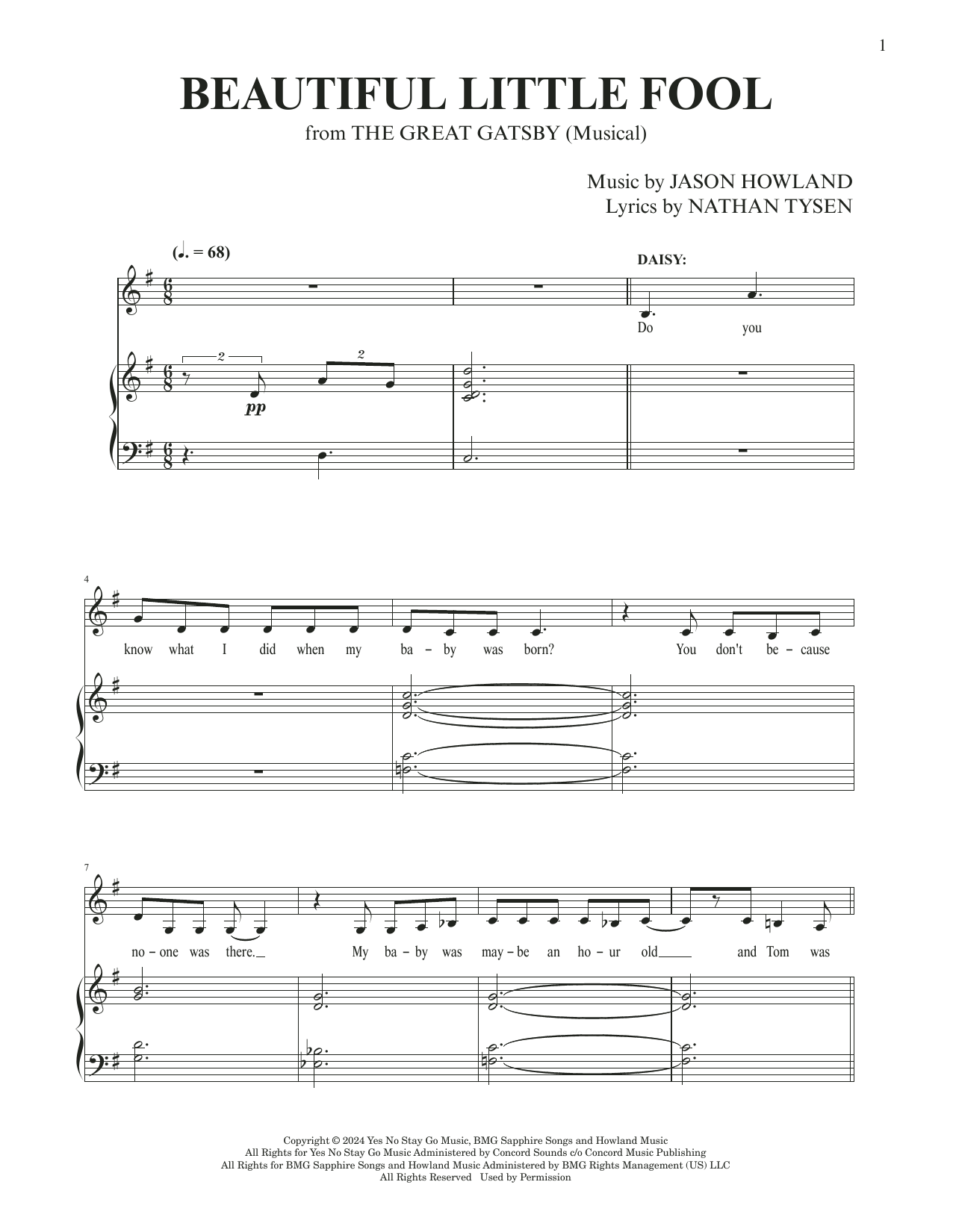 Jason Howland & Nathan Tysen Beautiful Little Fool (from The Great Gatsby) Sheet Music Notes & Chords for Piano & Vocal - Download or Print PDF