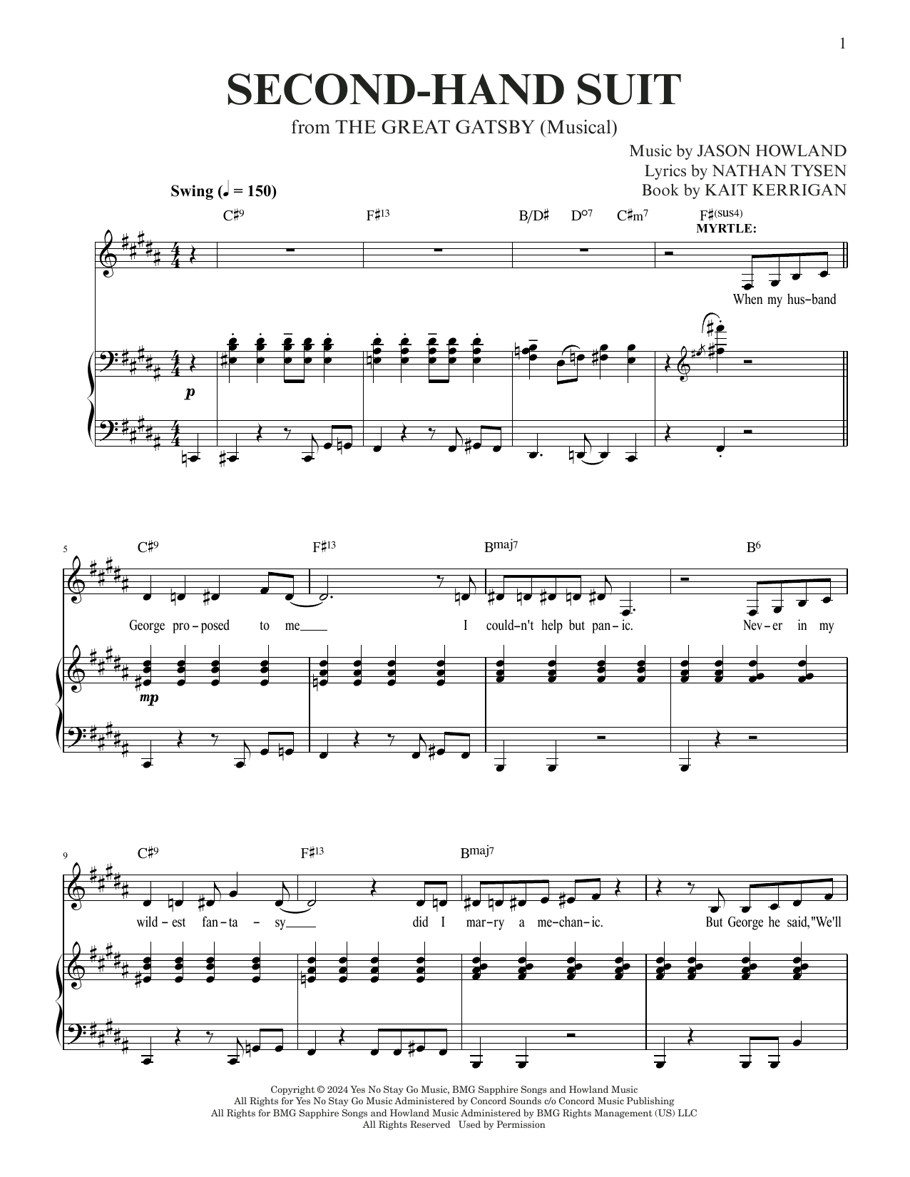 Jason Howland & Nathan Tysen Second-Hand Suit (from The Great Gatsby) Sheet Music Notes & Chords for Piano & Vocal - Download or Print PDF
