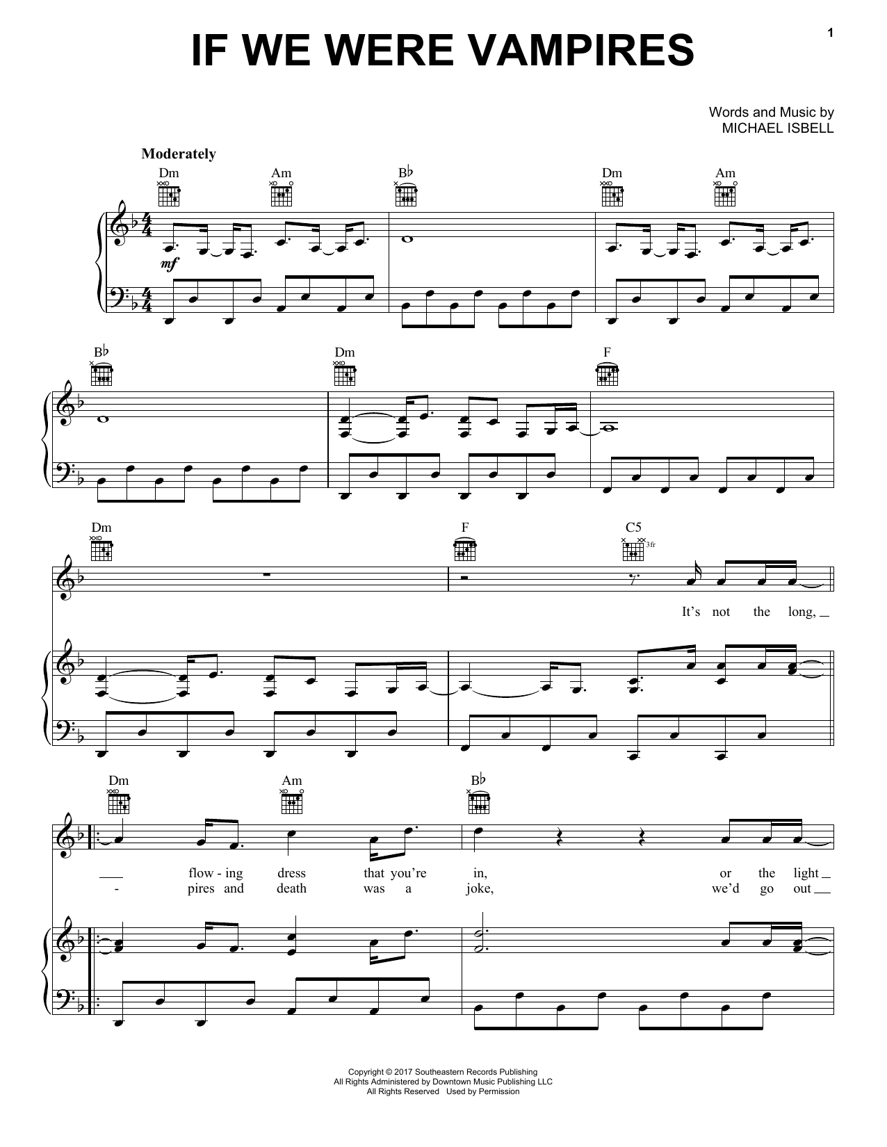 Jason Isbell and the 400 Unit If We Were Vampires Sheet Music Notes & Chords for Piano, Vocal & Guitar (Right-Hand Melody) - Download or Print PDF