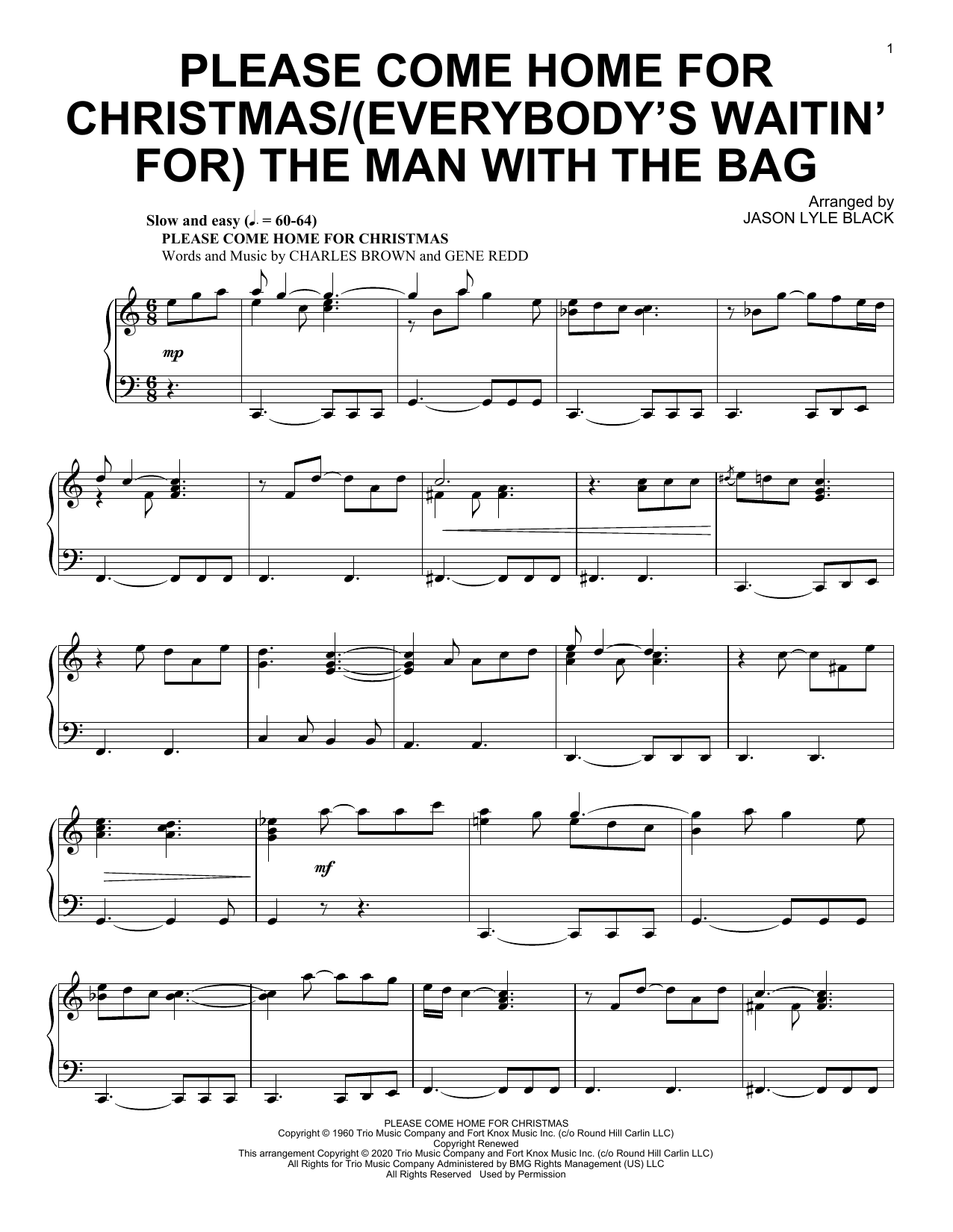 Jason Lyle Black Please Come Home For Christmas/(Everybody's Waitin' For) The Man With The Bag Sheet Music Notes & Chords for Piano Solo - Download or Print PDF
