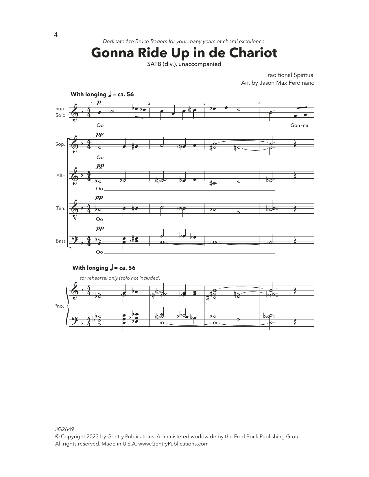Jason Max Ferdinand Gonna Ride Up In De Chariot Sheet Music Notes & Chords for Choir - Download or Print PDF