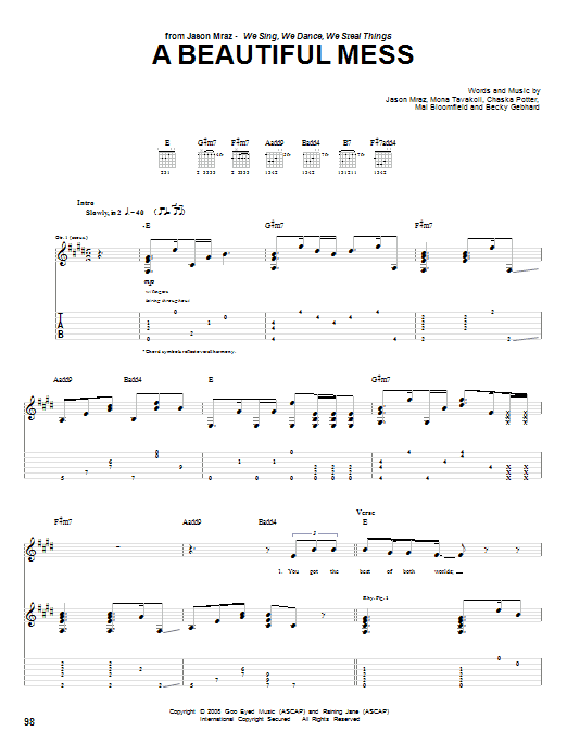 Jason Mraz A Beautiful Mess Sheet Music Notes & Chords for Ukulele with strumming patterns - Download or Print PDF