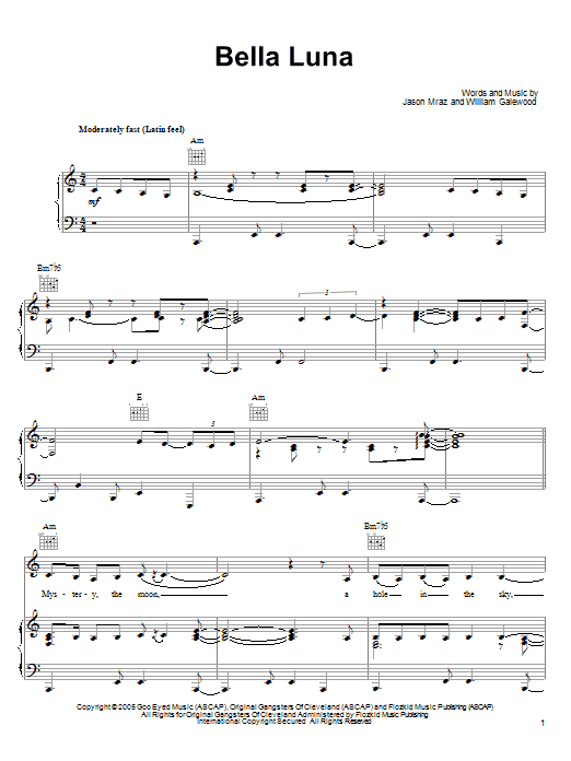 Jason Mraz Bella Luna Sheet Music Notes & Chords for Ukulele with strumming patterns - Download or Print PDF