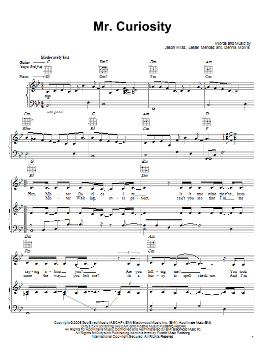 Jason Mraz Mr. Curiosity Sheet Music Notes & Chords for Ukulele with strumming patterns - Download or Print PDF
