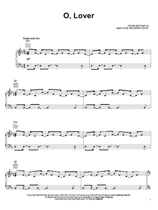 Jason Mraz O, Lover Sheet Music Notes & Chords for Ukulele with strumming patterns - Download or Print PDF