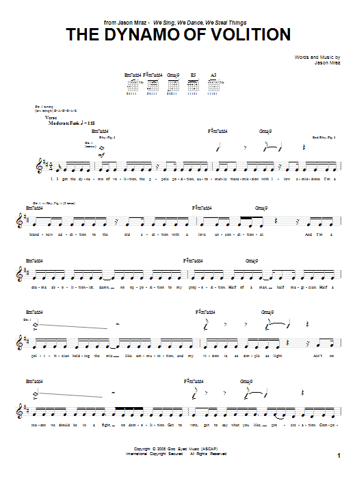 Jason Mraz The Dynamo Of Volition Sheet Music Notes & Chords for Ukulele with strumming patterns - Download or Print PDF
