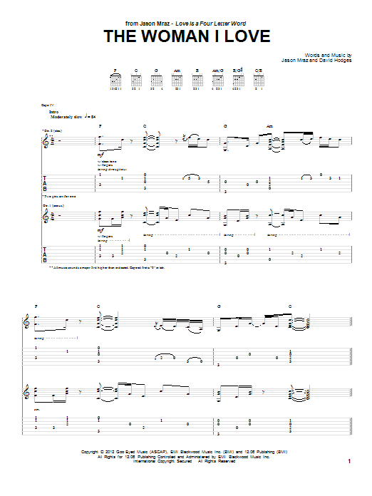 Jason Mraz The Woman I Love Sheet Music Notes & Chords for Piano, Vocal & Guitar (Right-Hand Melody) - Download or Print PDF