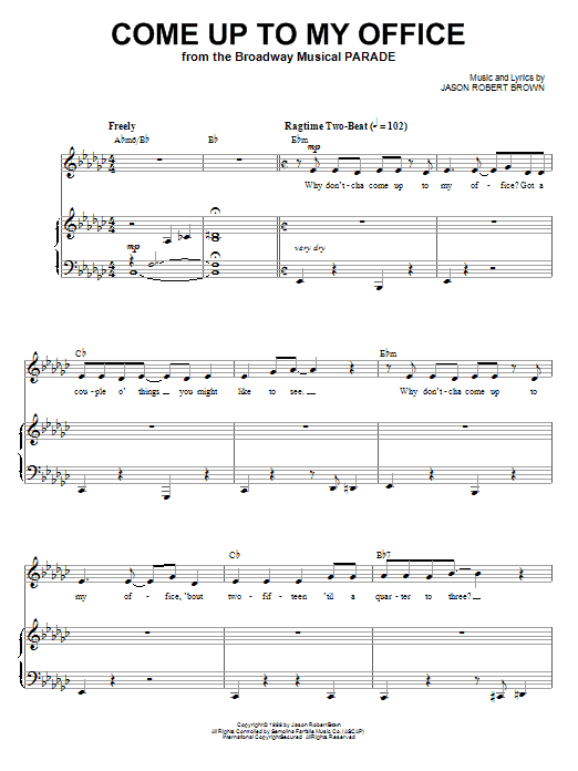 Jason Robert Brown Come Up To My Office Sheet Music Notes & Chords for Piano, Vocal & Guitar (Right-Hand Melody) - Download or Print PDF