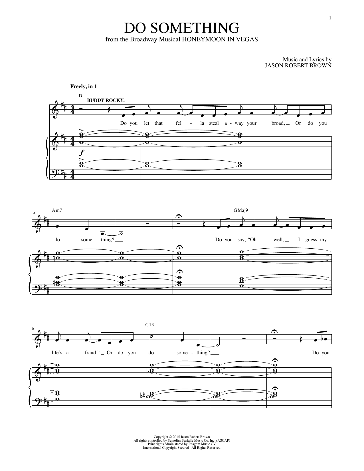 Jason Robert Brown Do Something (from Honeymoon in Vegas) Sheet Music Notes & Chords for Piano & Vocal - Download or Print PDF