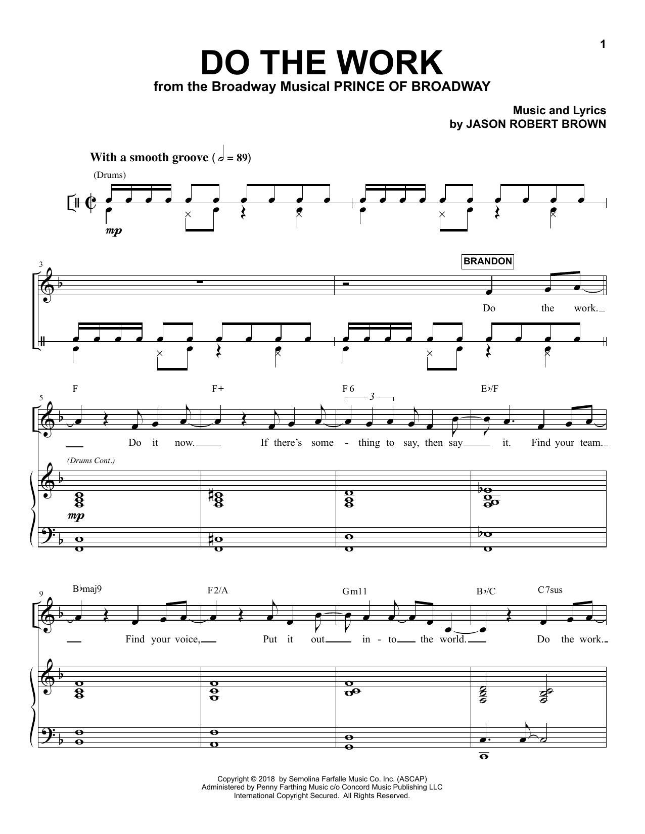 Jason Robert Brown Do The Work (from the musical Prince of Broadway) Sheet Music Notes & Chords for Piano & Vocal - Download or Print PDF