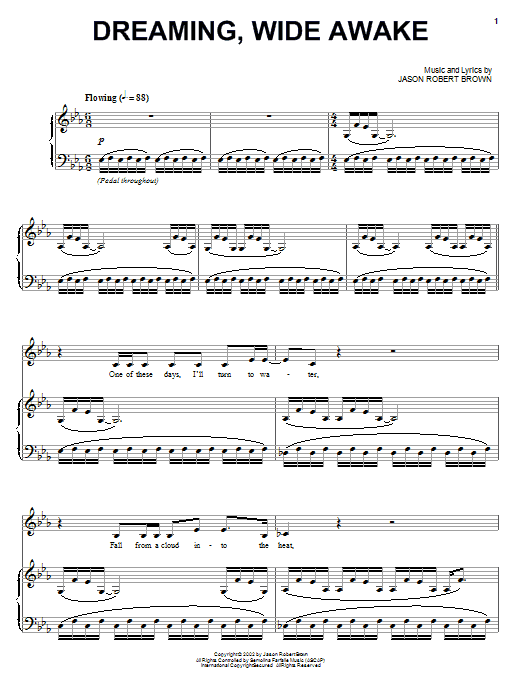 Jason Robert Brown Dreaming, Wide Awake Sheet Music Notes & Chords for Piano, Vocal & Guitar (Right-Hand Melody) - Download or Print PDF