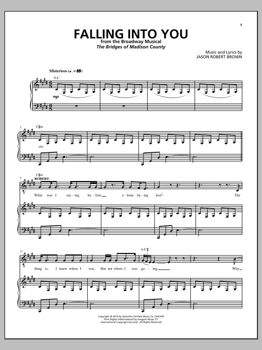 Jason Robert Brown Falling Into You (from The Bridges of Madison County) Sheet Music Notes & Chords for Piano & Vocal - Download or Print PDF