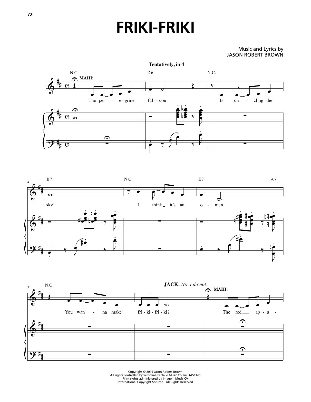 Jason Robert Brown Friki-Friki (from Honeymoon in Vegas) Sheet Music Notes & Chords for Piano & Vocal - Download or Print PDF