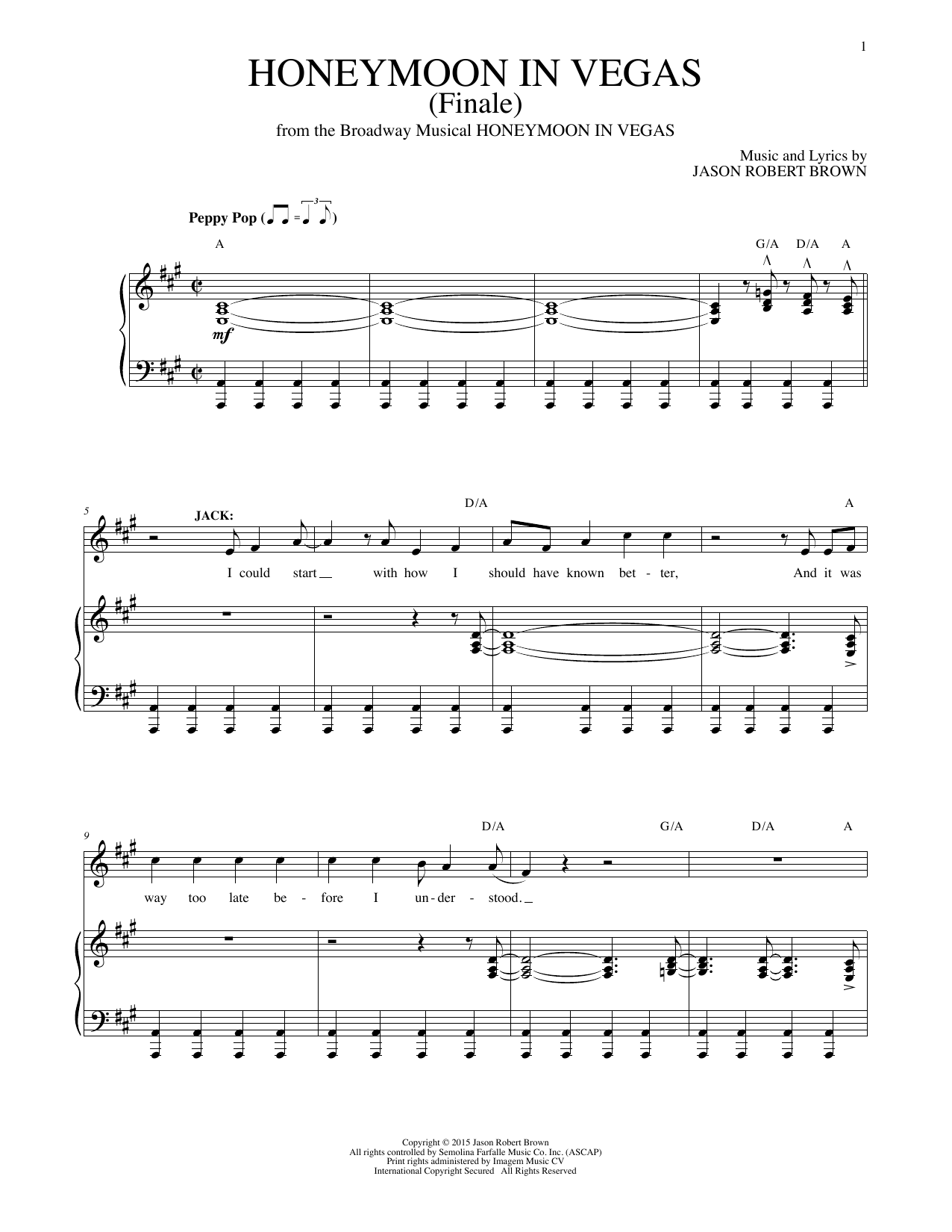 Jason Robert Brown Honeymoon in Vegas (Finale) (from Honeymoon in Vegas) Sheet Music Notes & Chords for Piano & Vocal - Download or Print PDF
