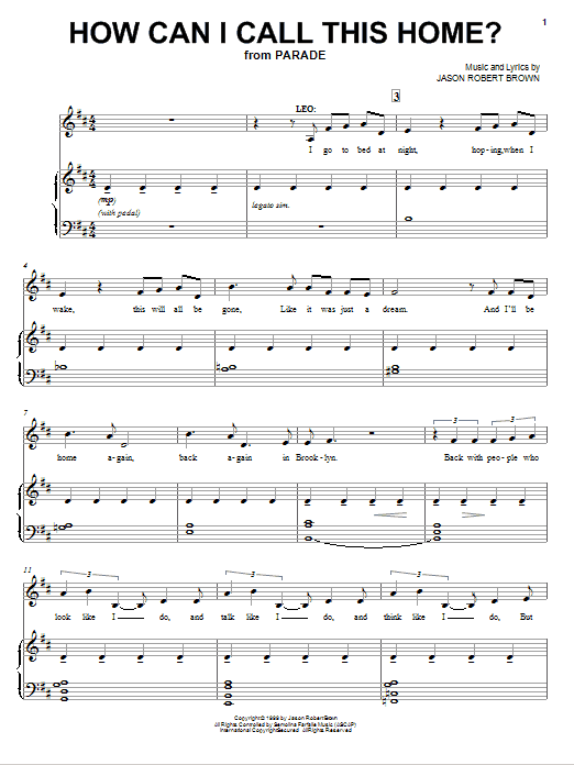 Jason Robert Brown How Can I Call This Home? (from Parade) Sheet Music Notes & Chords for Piano, Vocal & Guitar (Right-Hand Melody) - Download or Print PDF