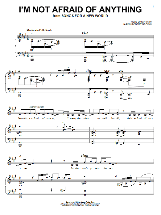 Jason Robert Brown I'm Not Afraid Of Anything (from Songs for a New World) Sheet Music Notes & Chords for Piano, Vocal & Guitar (Right-Hand Melody) - Download or Print PDF