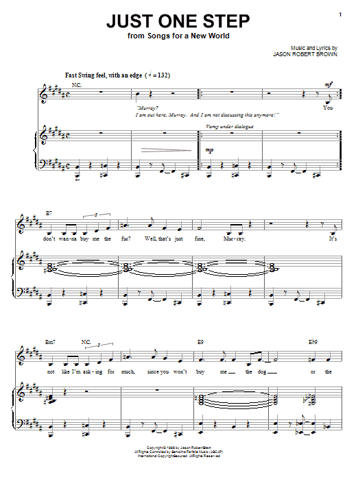 Jason Robert Brown Just One Step (from Songs for a New World) Sheet Music Notes & Chords for Piano, Vocal & Guitar (Right-Hand Melody) - Download or Print PDF