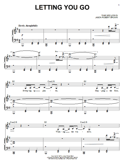 Jason Robert Brown Letting You Go Sheet Music Notes & Chords for Piano, Vocal & Guitar (Right-Hand Melody) - Download or Print PDF