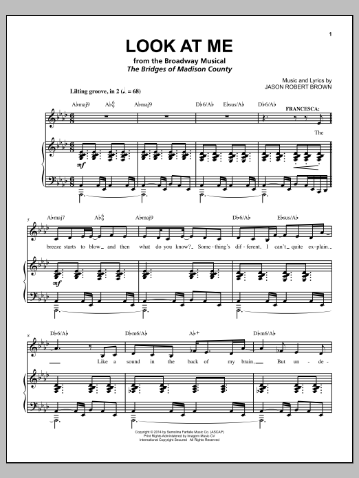 Jason Robert Brown Look At Me (from The Bridges of Madison County) Sheet Music Notes & Chords for Piano & Vocal - Download or Print PDF