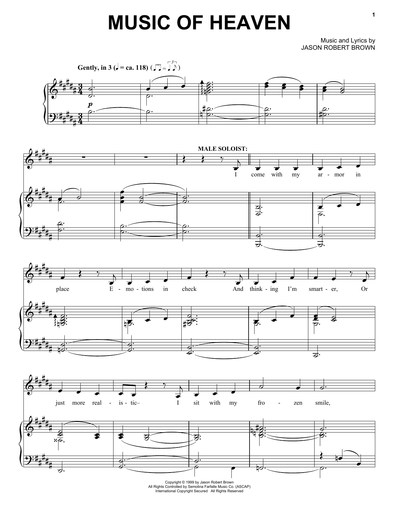 Jason Robert Brown Music Of Heaven (from Wearing Someone Else's Clothes) Sheet Music Notes & Chords for Piano & Vocal - Download or Print PDF