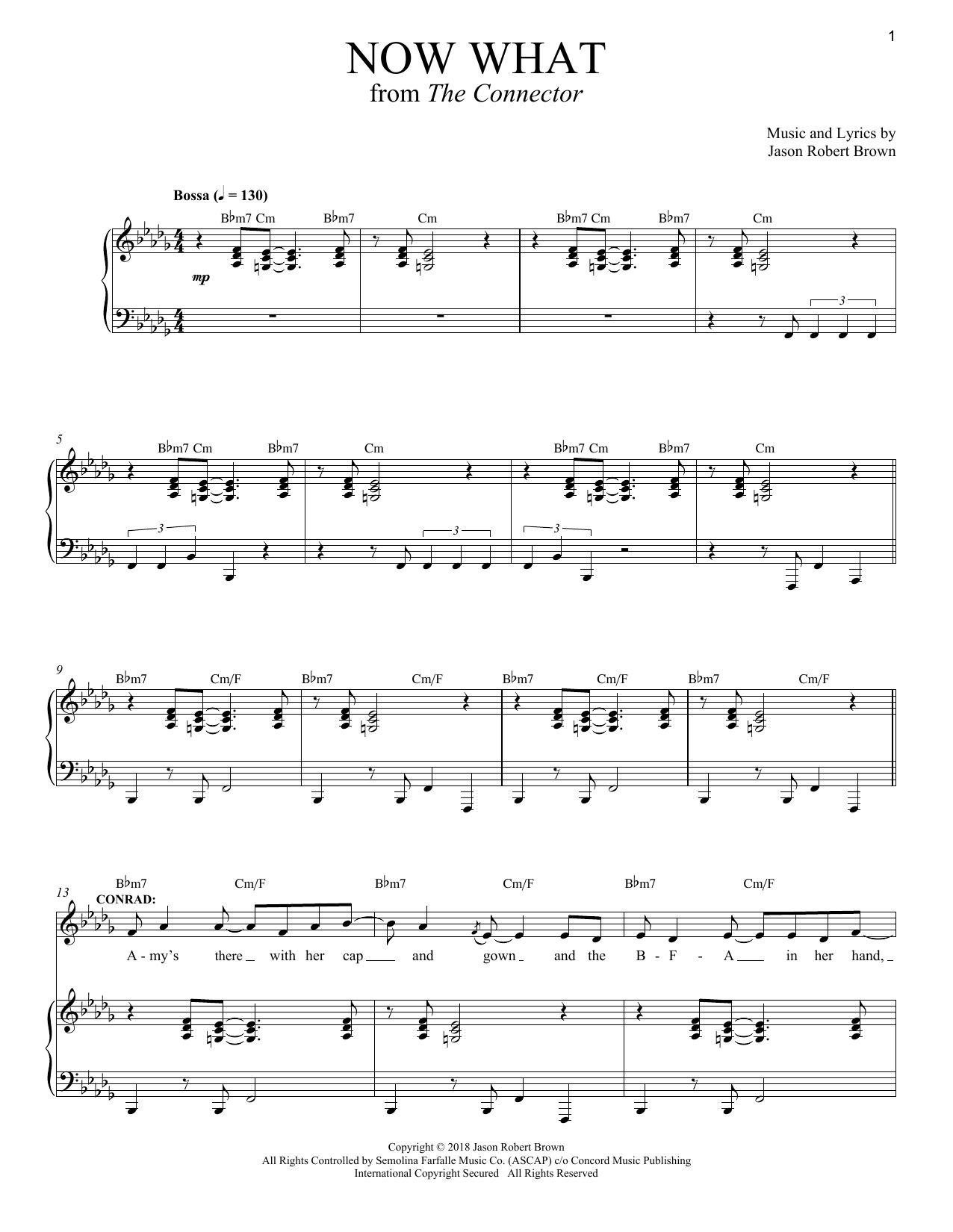 Jason Robert Brown Now What (from The Connector) Sheet Music Notes & Chords for Piano & Vocal - Download or Print PDF