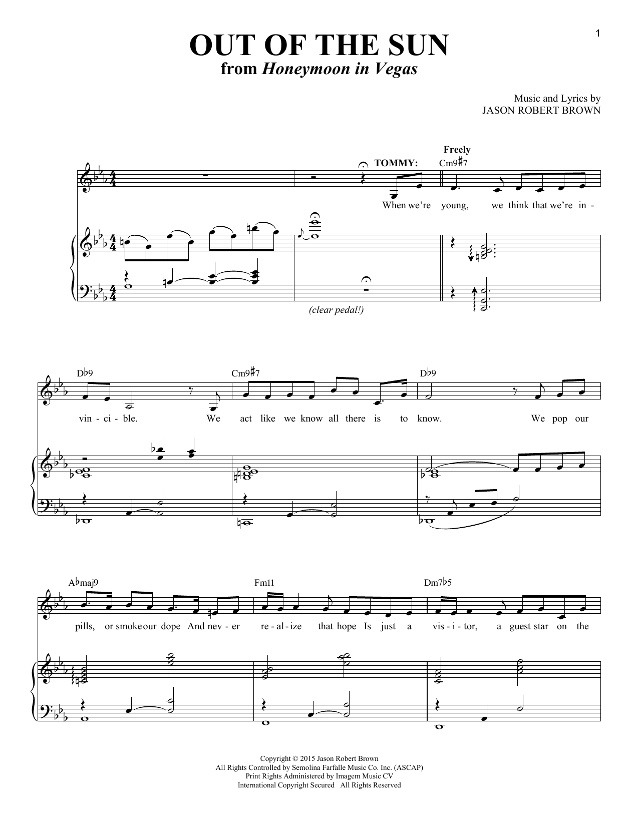 Jason Robert Brown Out Of The Sun (from Honeymoon in Vegas) Sheet Music Notes & Chords for Piano & Vocal - Download or Print PDF