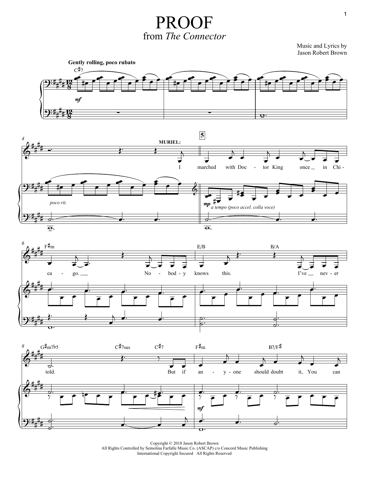 Jason Robert Brown Proof (from The Connector) Sheet Music Notes & Chords for Piano & Vocal - Download or Print PDF