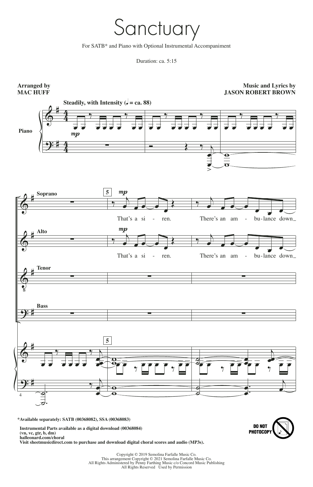 Jason Robert Brown Sanctuary (arr. Mac Huff) Sheet Music Notes & Chords for SATB Choir - Download or Print PDF