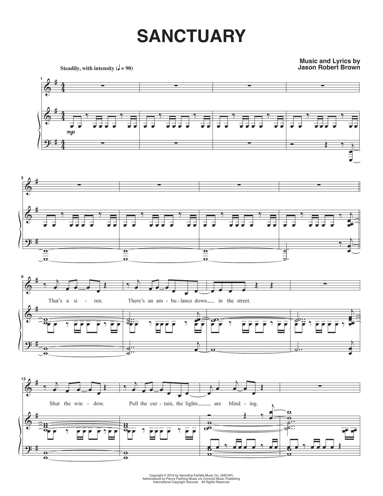 Jason Robert Brown Sanctuary Sheet Music Notes & Chords for Piano & Vocal - Download or Print PDF