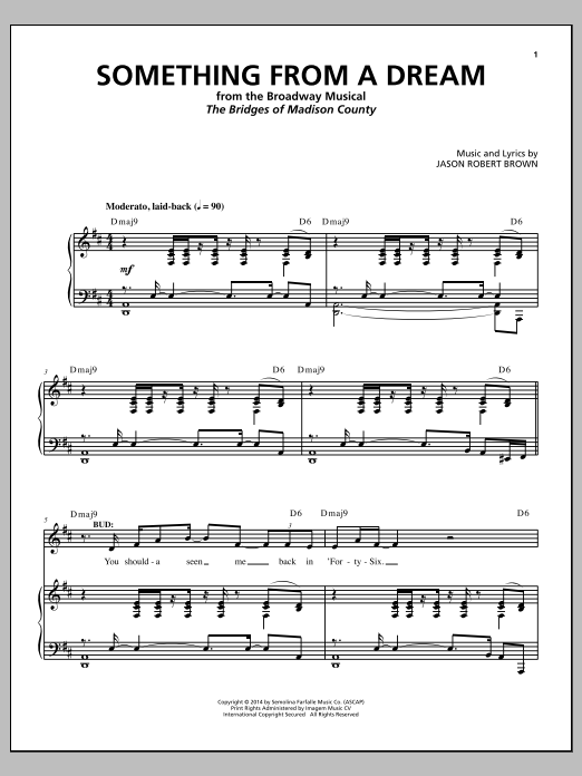 Jason Robert Brown Something From A Dream (from The Bridges of Madison County) Sheet Music Notes & Chords for Piano & Vocal - Download or Print PDF