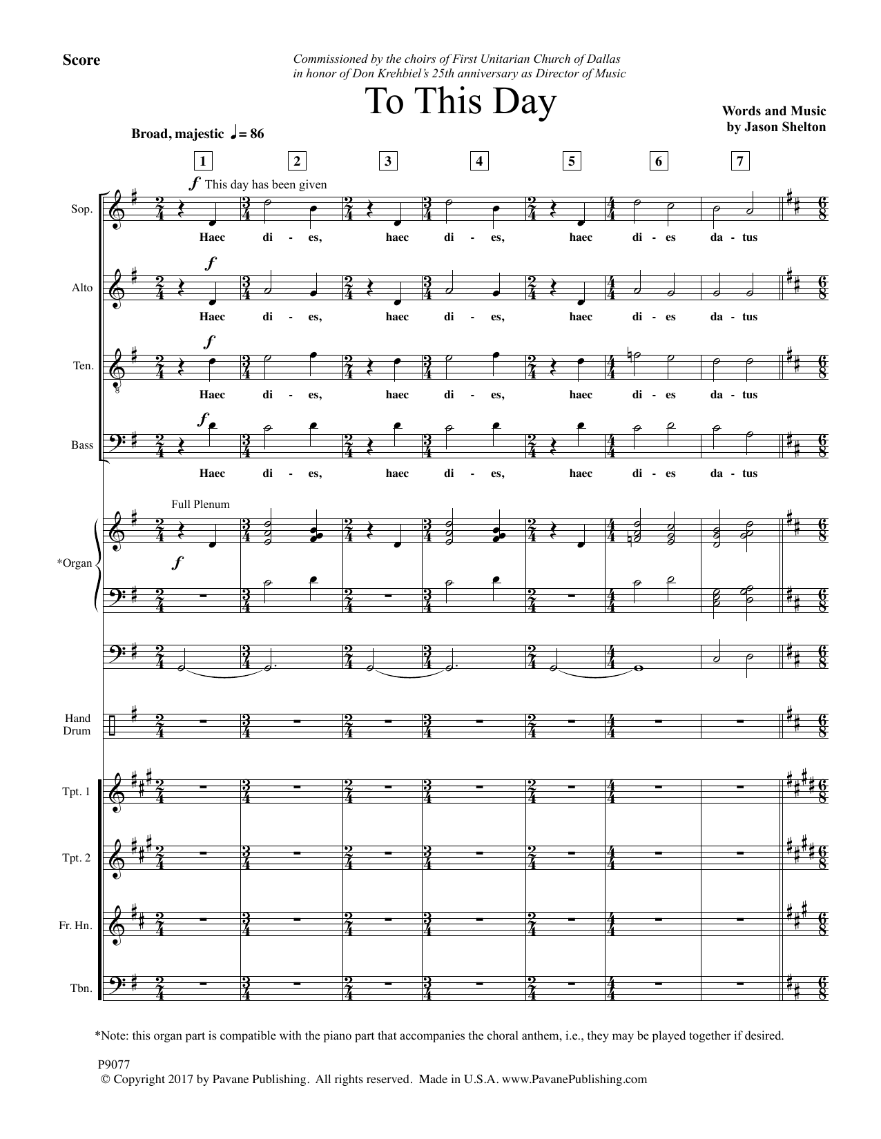Jason Shelton To This Day - Score Sheet Music Notes & Chords for Choir Instrumental Pak - Download or Print PDF