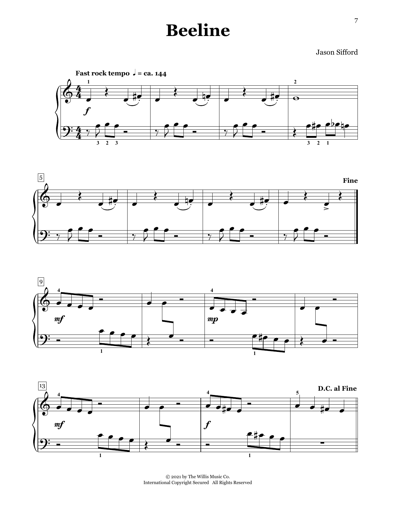 Jason Sifford Beeline Sheet Music Notes & Chords for Piano Duet - Download or Print PDF