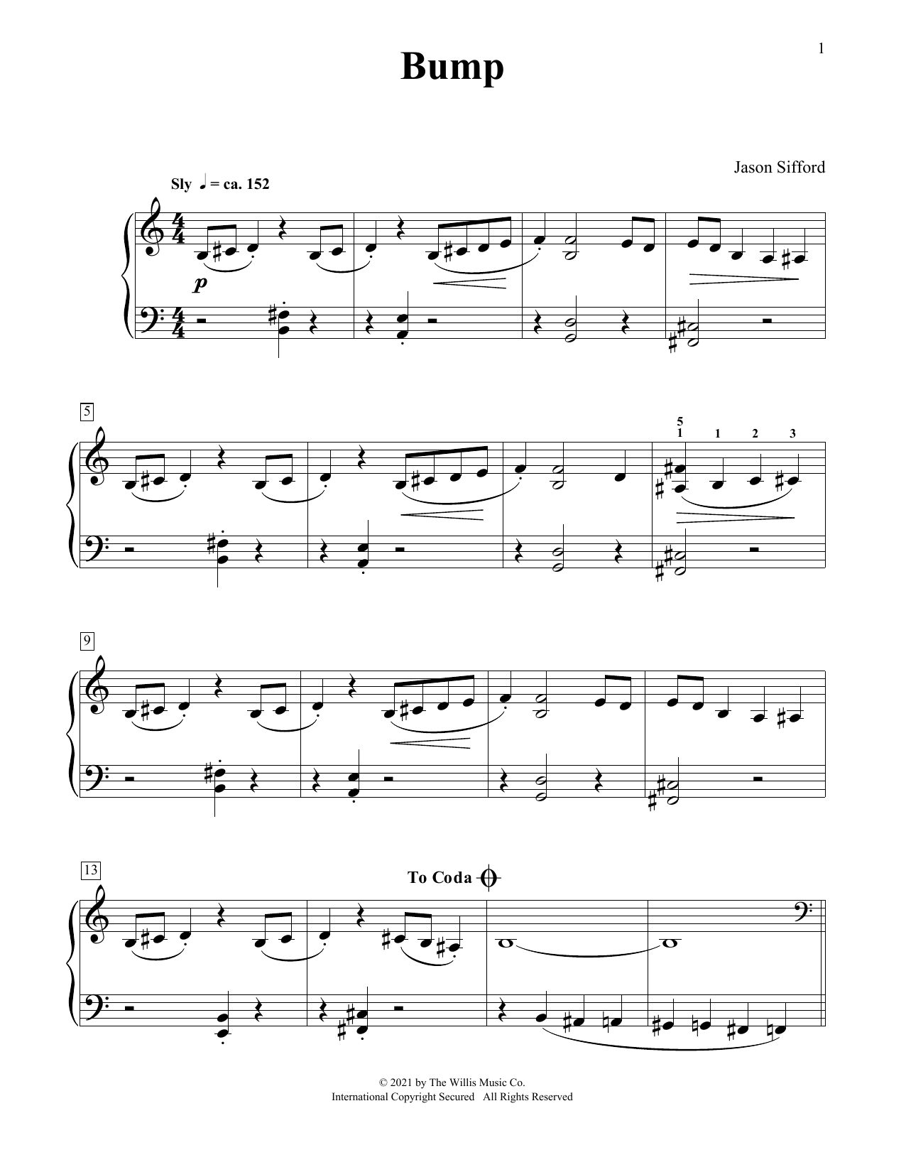Jason Sifford Bump Sheet Music Notes & Chords for Piano Duet - Download or Print PDF