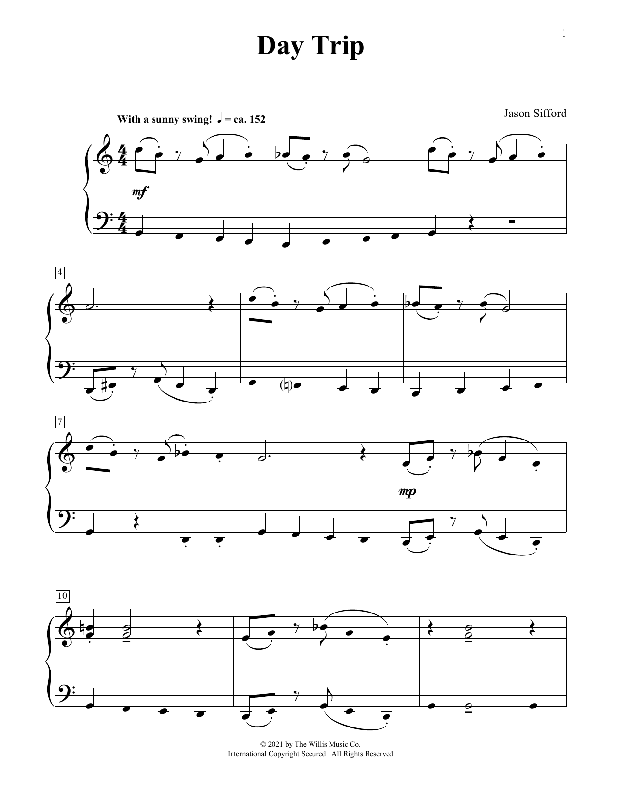 Jason Sifford Day Trip Sheet Music Notes & Chords for Piano Duet - Download or Print PDF