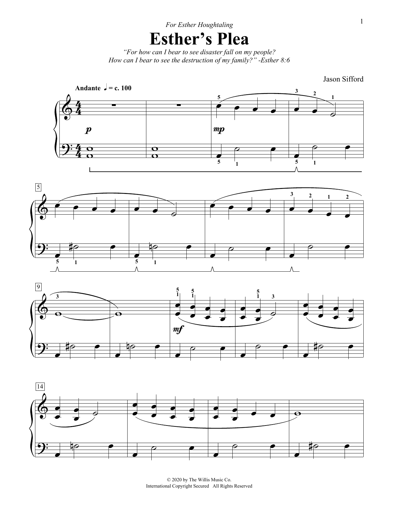 Jason Sifford Esther's Plea Sheet Music Notes & Chords for Educational Piano - Download or Print PDF