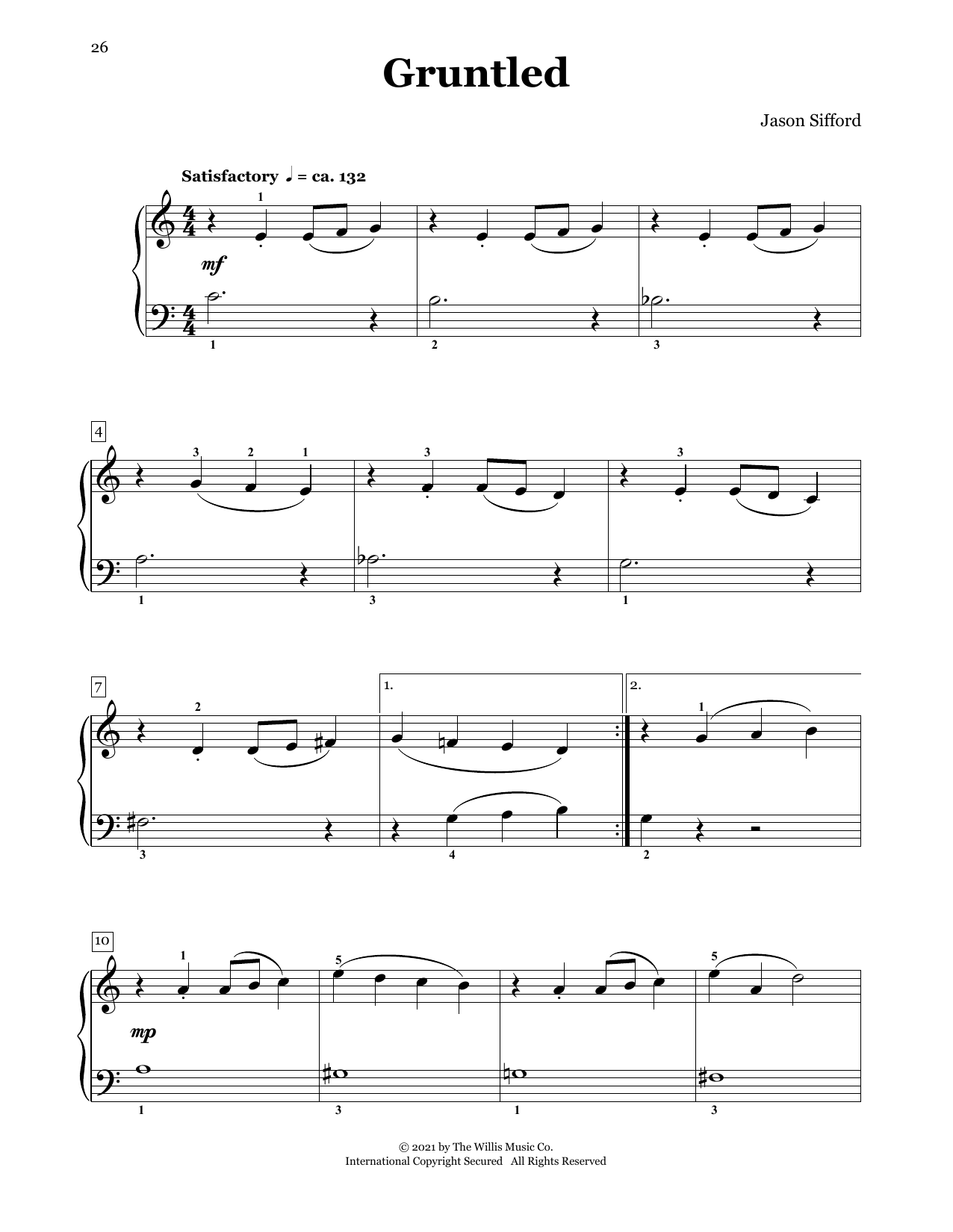 Jason Sifford Gruntled Sheet Music Notes & Chords for Piano Duet - Download or Print PDF