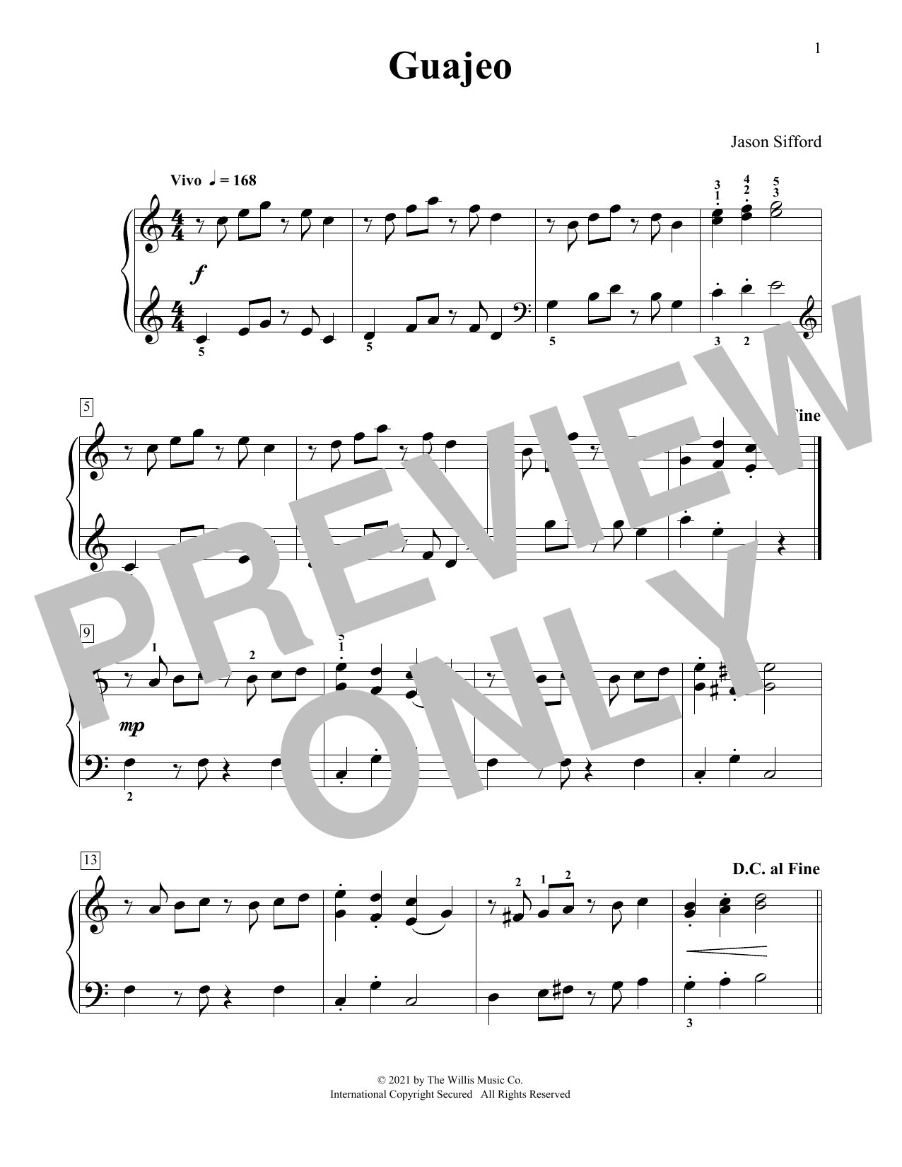 Jason Sifford Guajeo Sheet Music Notes & Chords for Piano Duet - Download or Print PDF