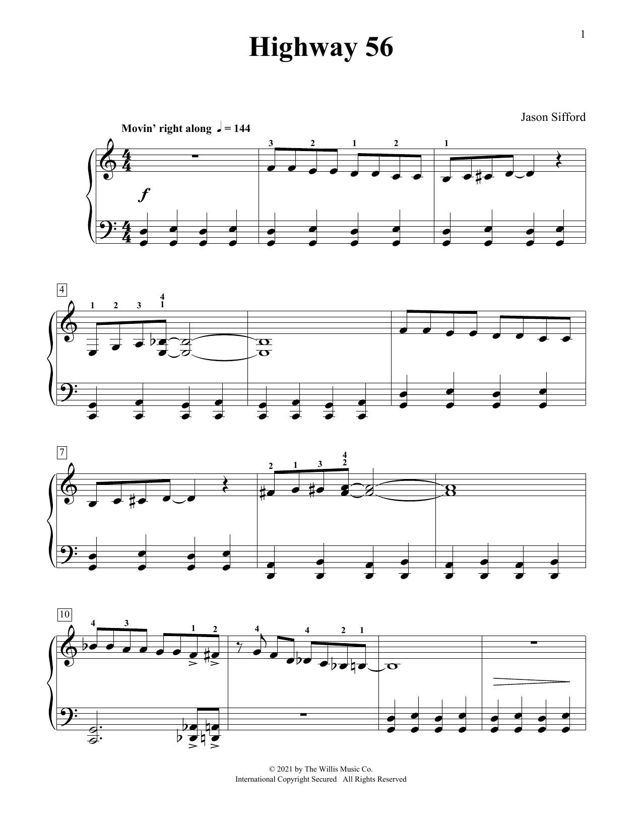Jason Sifford Highway 56 Sheet Music Notes & Chords for Piano Duet - Download or Print PDF