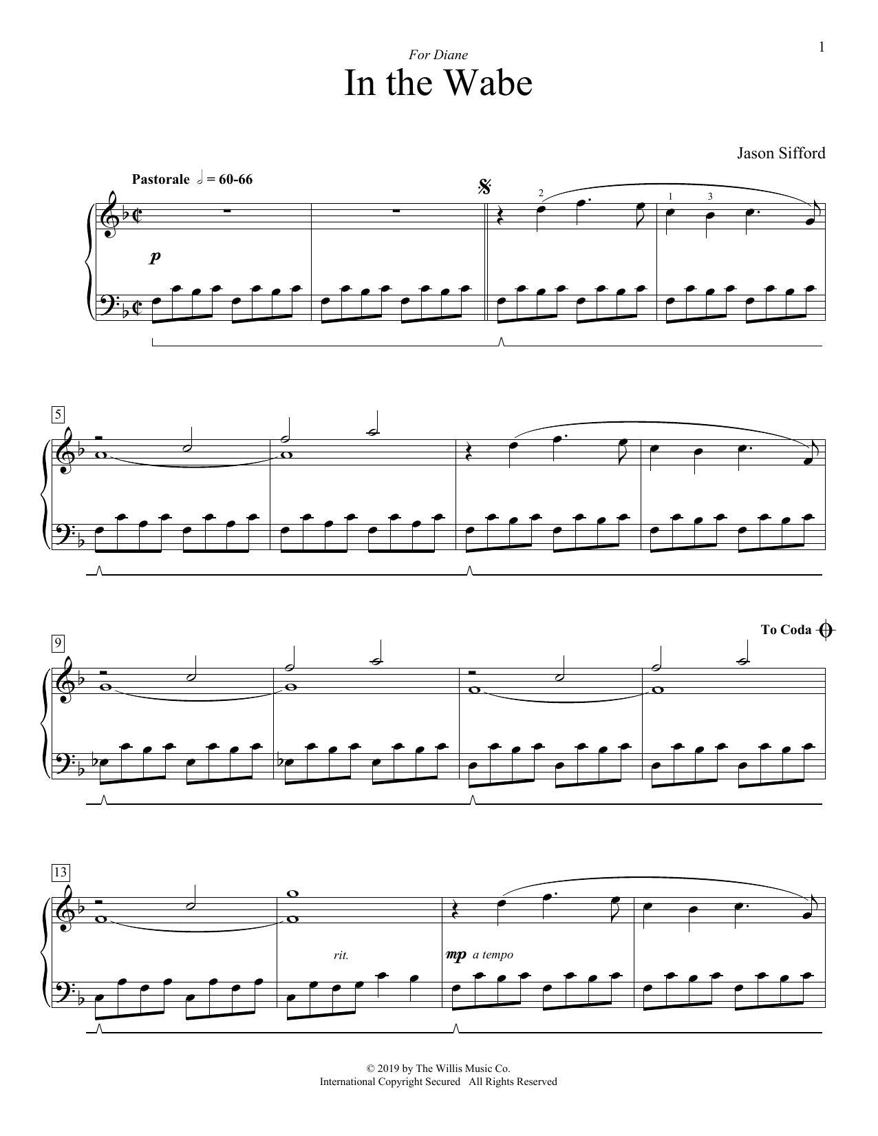 Jason Sifford In The Wabe Sheet Music Notes & Chords for Educational Piano - Download or Print PDF