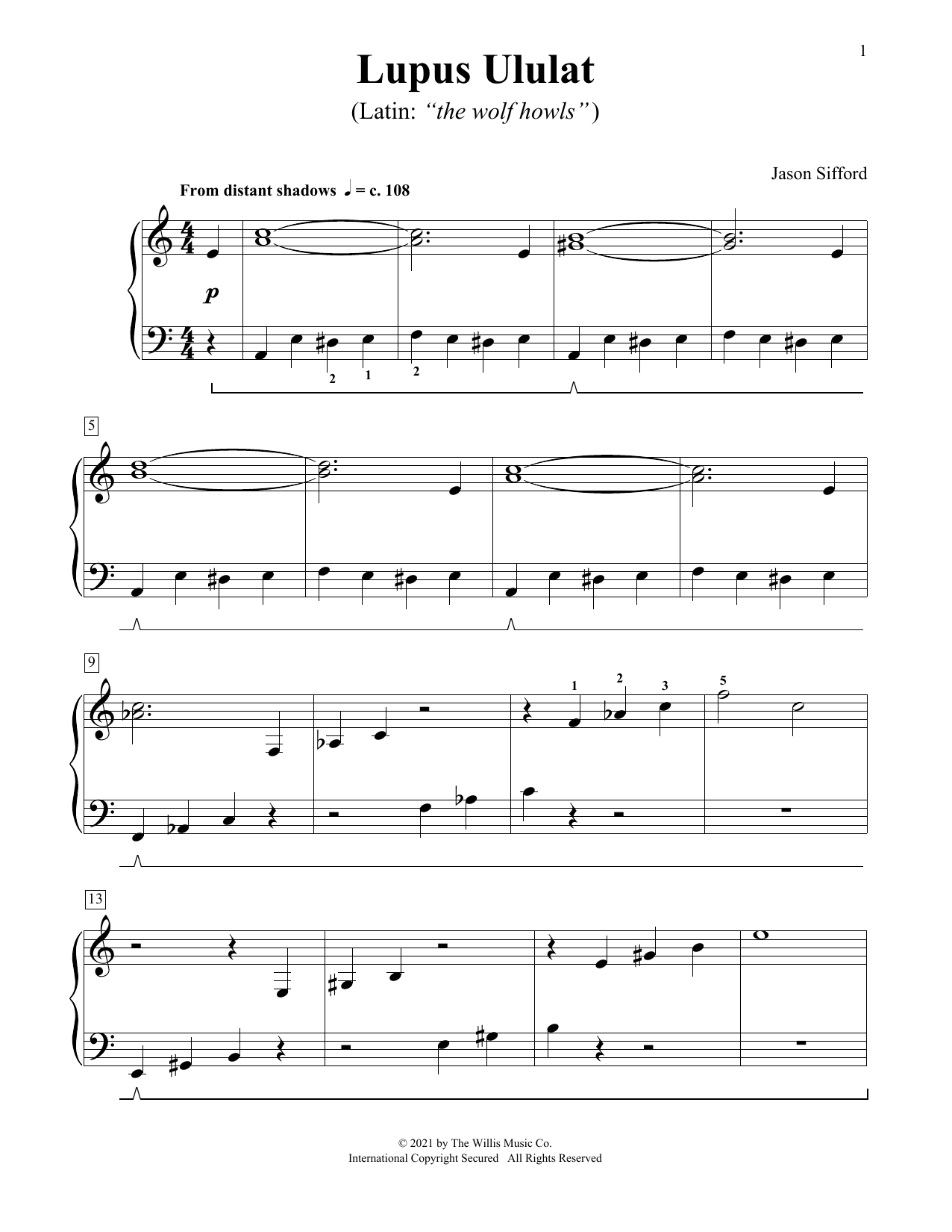 Jason Sifford Lupus Ululat (The Wolf Howls) Sheet Music Notes & Chords for Educational Piano - Download or Print PDF