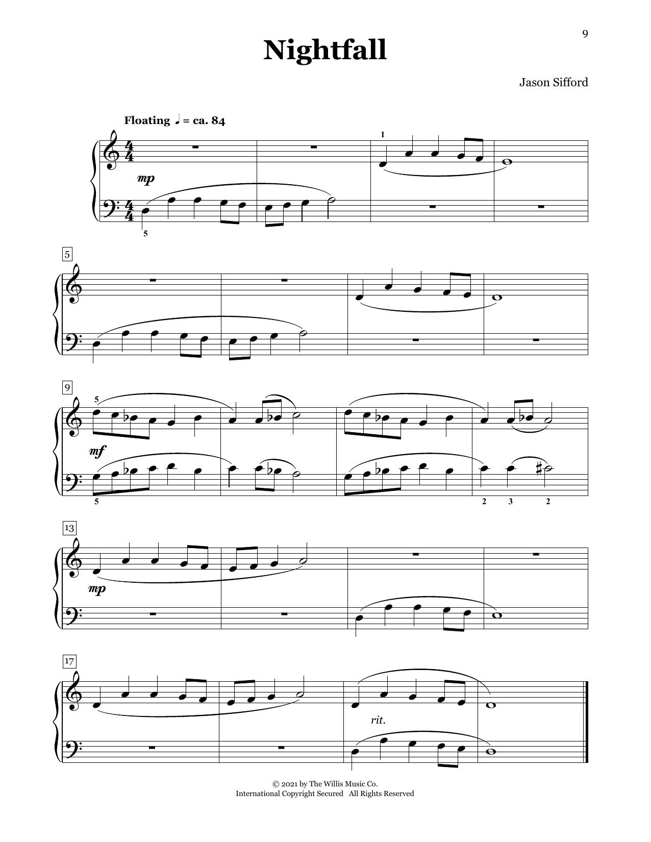 Jason Sifford Nightfall Sheet Music Notes & Chords for Piano Duet - Download or Print PDF