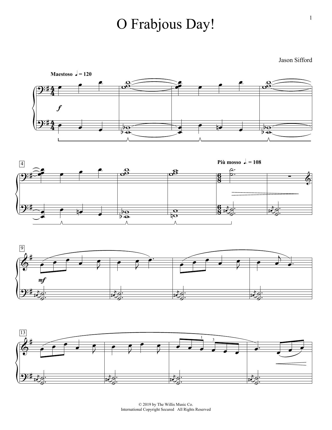 Jason Sifford O Frabjous Day! Sheet Music Notes & Chords for Educational Piano - Download or Print PDF