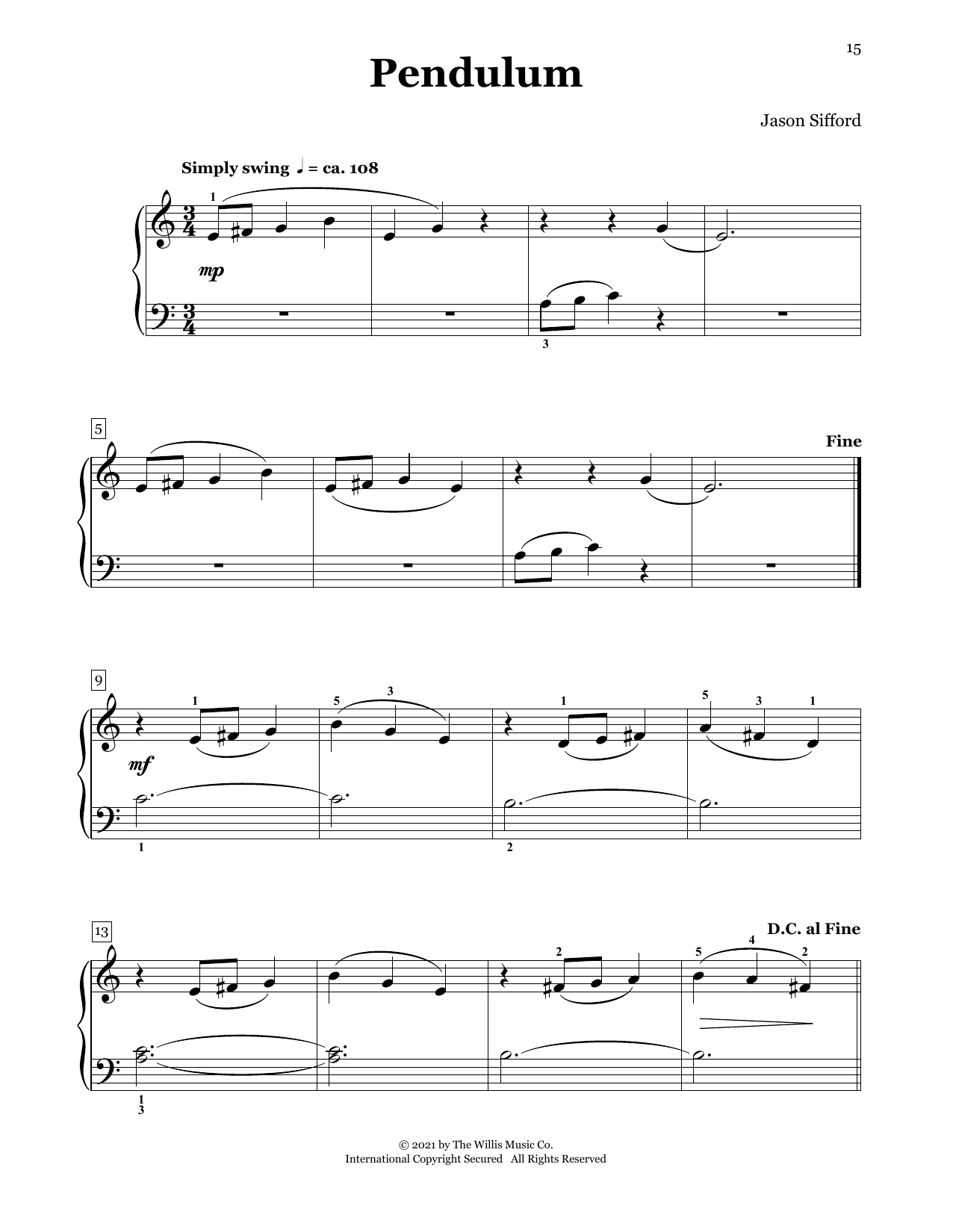 Jason Sifford Pendulum Sheet Music Notes & Chords for Piano Duet - Download or Print PDF