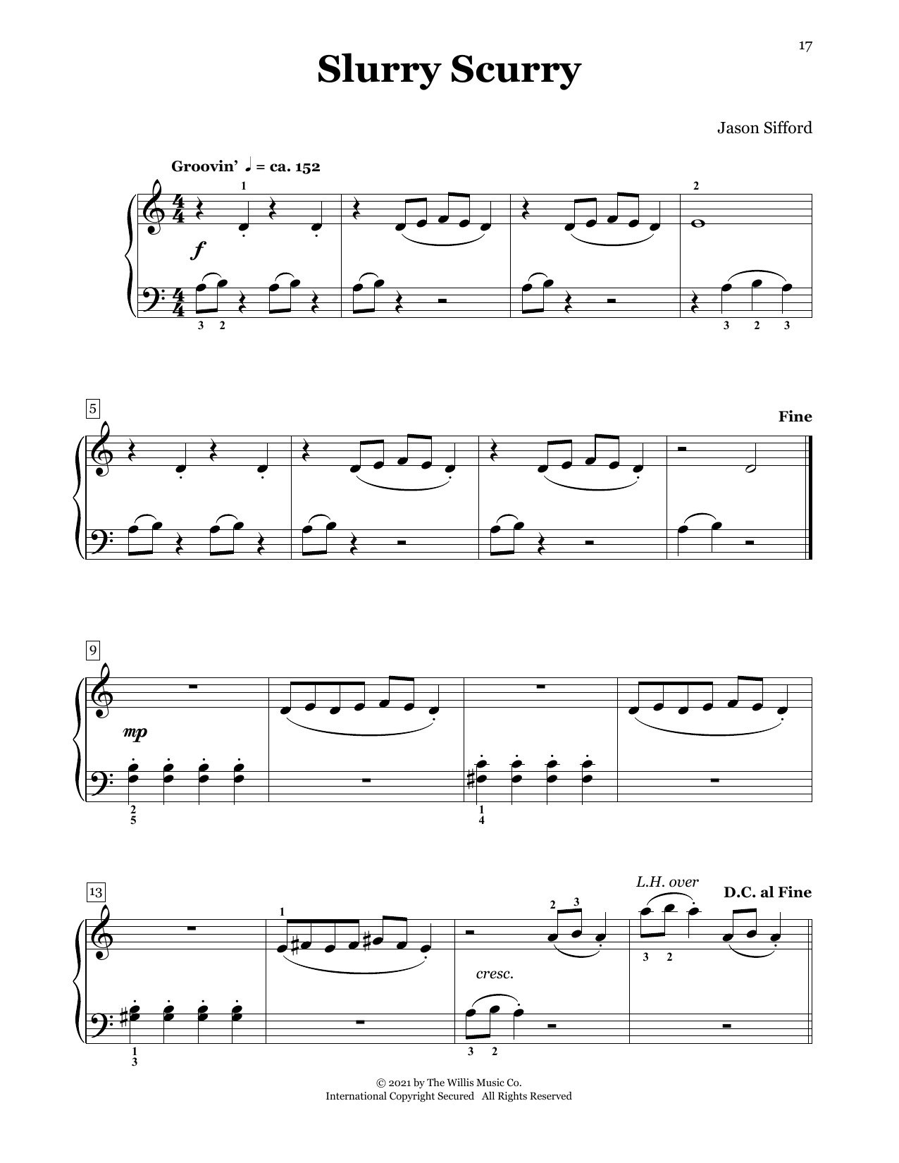 Jason Sifford Slurry Scurry Sheet Music Notes & Chords for Piano Duet - Download or Print PDF