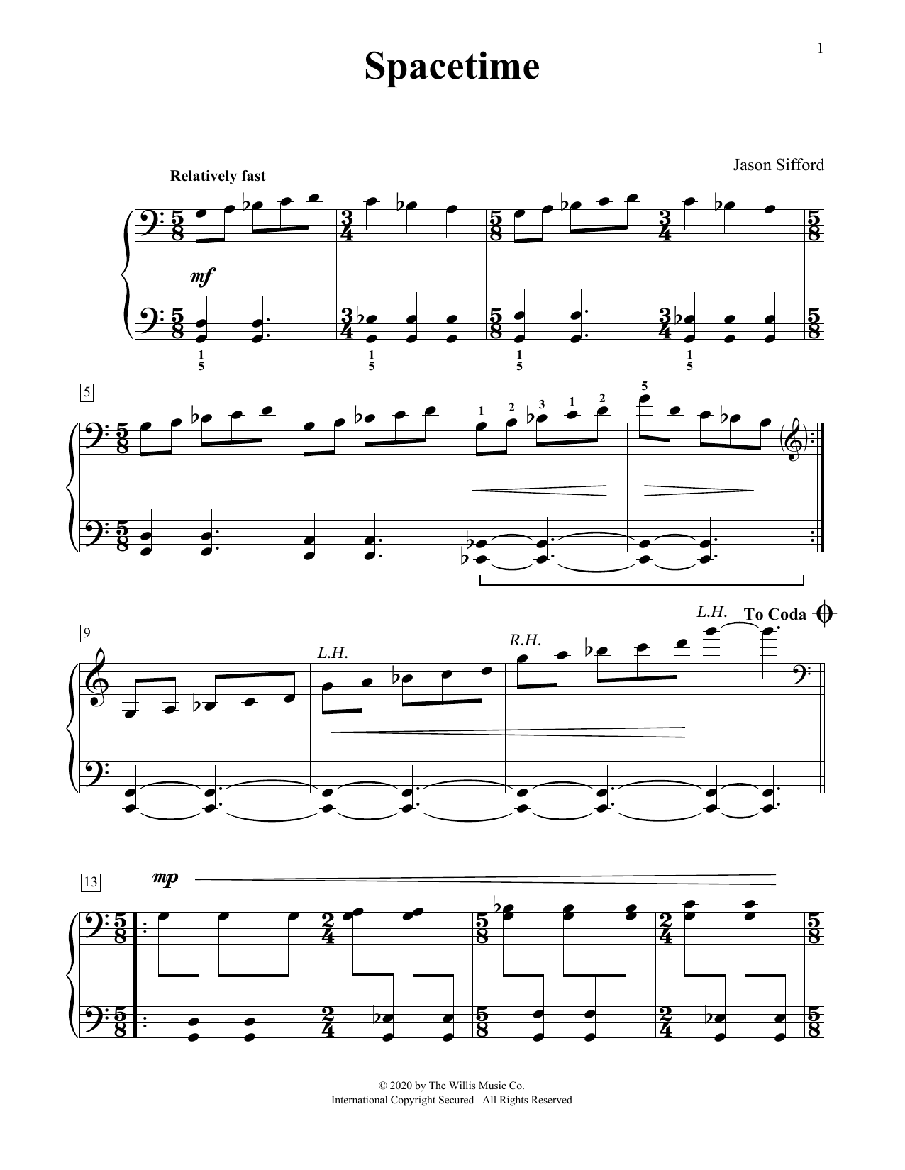 Jason Sifford Spacetime Sheet Music Notes & Chords for Educational Piano - Download or Print PDF