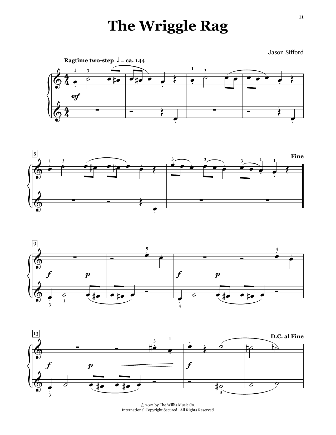 Jason Sifford The Wriggle Rag Sheet Music Notes & Chords for Piano Duet - Download or Print PDF